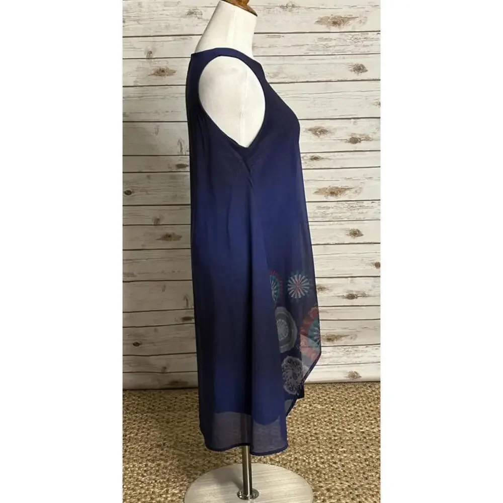 Desigual purple sleeveless chiffon floral lagenlook midi shift dress Size Medium